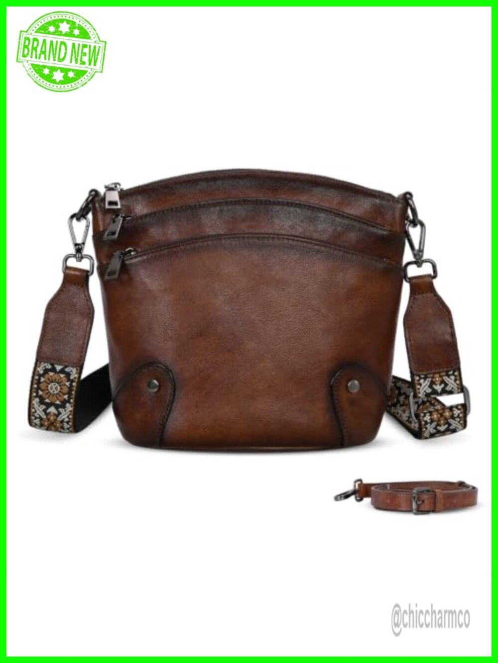 HESHE Leather Crossbody Bag for Women Vintage Hobo Shoulder Handbag